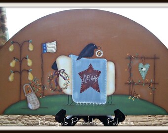 Primitive Sheep Pear Wood Door Crown Topper Home Decor Decoration