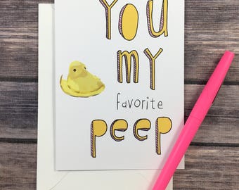 marshmallow peep card - easter card - friendship card - funny friend card - you my peep card -candy card - dessert card -spring card -