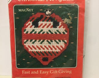 Vintage Christmas Needlepoint Kit – Christmas Ornament Magnet Back Street Designs Kit 1990's, Christmas Jingles Kits, Vintage Ornaments