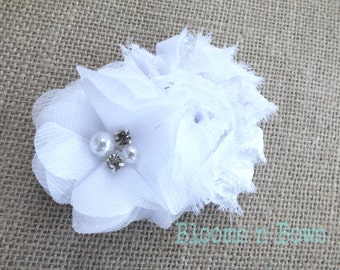 White Flower Girl Hair Clip, flower girl hair accessory, flower girl hair clip, chiffon Baby Headband, Baby Headband, flower girl headband