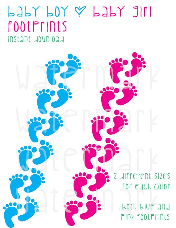 Baby Boy and Baby Girl Printable Footprints Instant Download