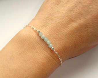 Sterling Silver aquamarine bracelet, Aquamarine bracelet, Gemstone bracelet, March birthstone bracelet, Blue stone bracelet