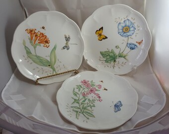 3 Lenox Butterfly Meadow Salad Plates