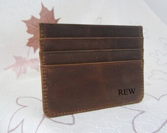 Personalized Leather Card Sleeve,leather card holder,Front Pocket Wallet,Slim Leather card wallet case,groomsmen gift,minimalist wallet,01