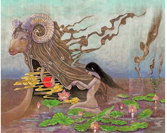 A4 signed Fine Art Print "Daydream: Funeral" -lowbrow & pop surrealism art.