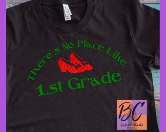 There's No Place Like 1st Grade svg, Wizard of Oz svg, Red Glitter Shoes svg, school svg, digital file, BC Design Studio, bcdesignstudionet