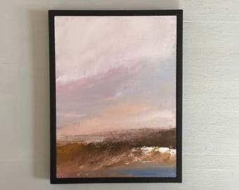Beach Painting- Framed- Black Frame- Small Painting - Original Painting- 6 x 8 -Contemporary Small Painting
