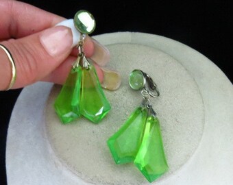 Vintage Green Plastic Dangle Earrings