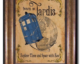 Doctor Who - Tardis Vintage Style Poster - Multiple Sizes 5x7, 8x10, 11x14, 16x20, 18x24, 20x24, 24x36