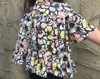 Handmade 'Ethel' Blouse in Floral Crepe