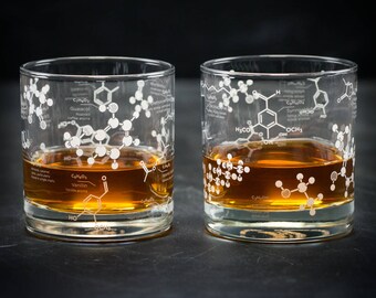 Lowball Whiskey Chemistry Glass, But First Whiskey, Whiskey Science Whisky Bourbon Single Malt Rye Nerd Gift, gifts for him, girlfriend gift