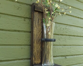 Rustic Wall Sconce. Wood Wall Sconce. Wall Vase Sconce. Vase Sconce. Flower Vase. Farmhouse Decor. Shabby Chic. Wood Sconces. Flower Sconce