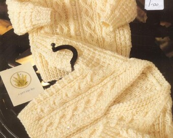 Baby/Child KNITTING PATTERN Aran Sweaters 45- 60 cm chest sizes - 8 ply weight yarn