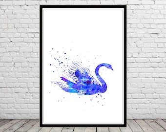 Swan, swan print, print, bird art, watercolor print, bird, bird print watercolor swan, swan art, animal art, bird (2792b)