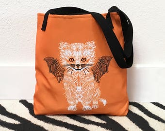 Halloween tote bag, Halloween tote, Cat tote bag, Halloween bag, Cat shopping bag, Trick-or-treat bag cat, Halloween cat bag, Cat bag, Tote