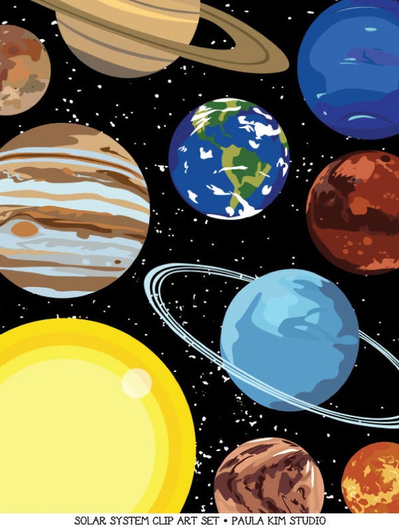 Solar System Art Outer Space Clipart Instant Digital Download