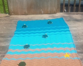 Sea Turtle Blanket Crochet, Sea Turtle Blanket, Crochet Sea Turtle Blanket, Sea Turtle Crochet Blanket, Sea Turtle Afghan, Sea Blanket