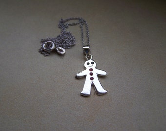 Sterling silver Ginger Bread Man Necklace