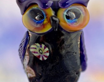 Calpernia..... lampwork owl bead............ sra