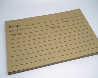 KRAFT Recipe Card - Blank Recipe Cards - Qty 25 - 4x6 - Brown Bag Kraft - Scrapbooking - Recipe Book