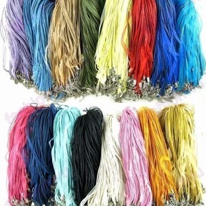 100pcs 22-24 inch adjustable assorted( 28 colors,you pick the colors and quantities) organza ribbon necklace cords/lobster clasps