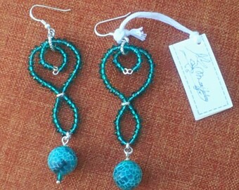 Crystal and wire wire earrings