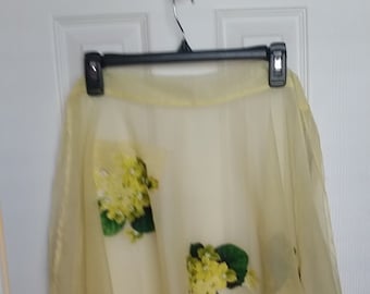 Vintage Yellow Apron with Flowers