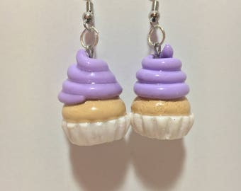 Kawaii Lavender Cupcake Earrings