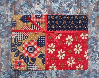 Fun Funky Floral Fabric Snack Mat Mug Rug Set of 4