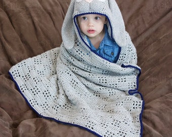 Bunny Crochet Hooded Blanket (1-3 yrs)- Ready to Ship!