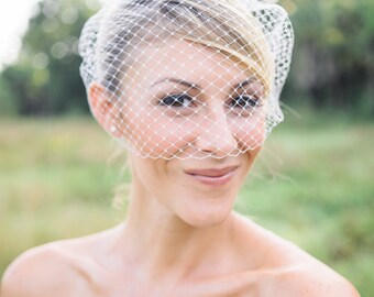 plain birdcage veil, wedding birdcage veil, bandeau birdcage veil, simple bridal veil, simple birdcage veil, ivory birdcage veil, blusher