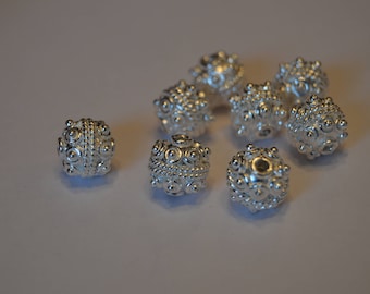 Bright Silver Bali Beads!!! 10 mm