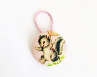 Kitsch Squirrel Fabric Button Hair Tie