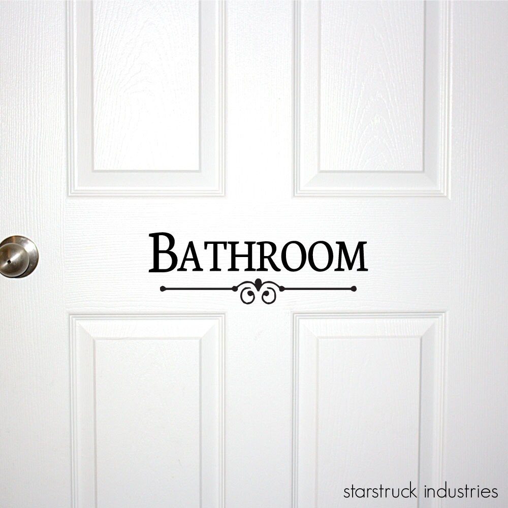 Bathroom Door or Wall Decal Decorative Bath Room Sign Powder