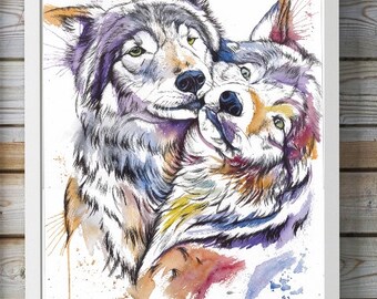 2Prints colorfull wolf and fox