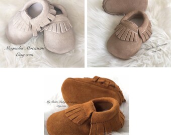 ON SALE!! Genuine Suede Leather Baby Moccasins, Baby Boy Moccasins, 100% Leather Moccasins, Suede Moccasins, Light Brown Moccasins, Camel Mo