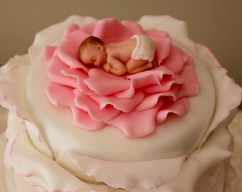 Baby Shower Cake Topper Girl Pink Baby 3d Figure Edible