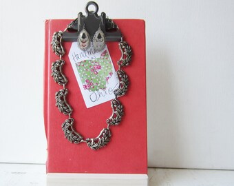 One Clipboard Necklace / Earring Display - Blue - Recycled Book Jewelry Display - Ready to Ship - Colorful Spring Display