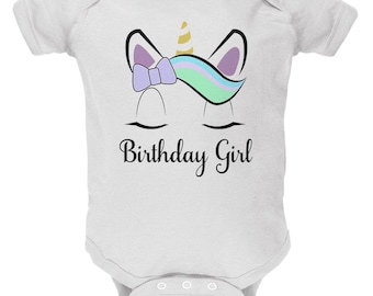 Birthday Girl Unicorn Soft Baby One Piece