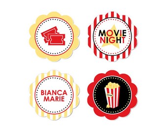 50% Off Sale! - PRINTABLE Movie Night Party Circles