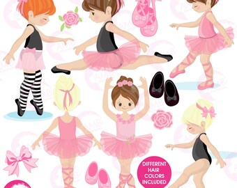 Ballerina clipart, Ballet clipart, pink ballerina, girl dancing, commercial use, instant download, AMB-1306