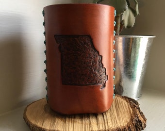 Missouri Leather Can Cooler