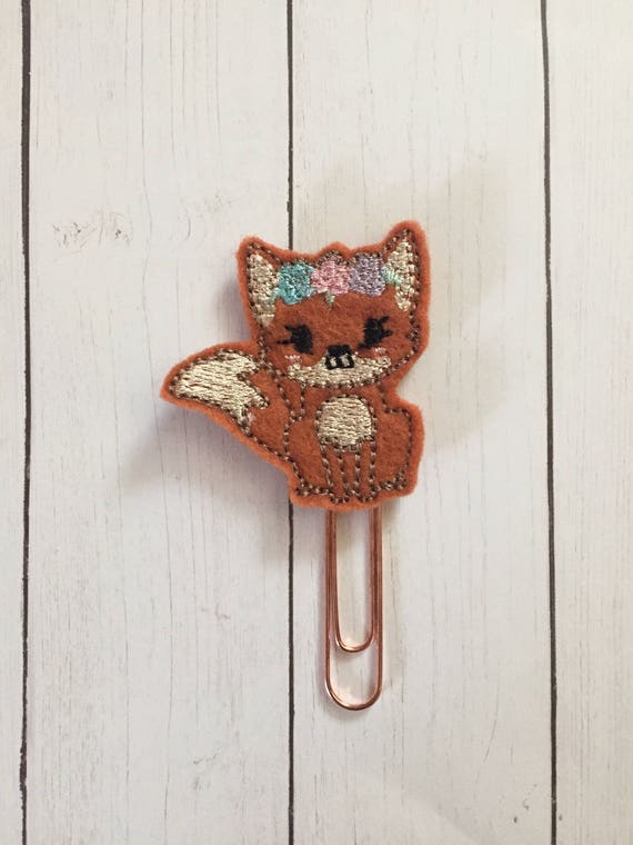 Fox with flowers Clip/Planner Clip/Bookmark. Woodland Fox Planner Clip. Fox Planner Clip. Floral Planner Clip