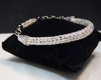 Silver Sectioned Viking Knit Bracelet