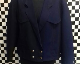 Navy blue slightly cropped jacket, made in West Germany - M/L