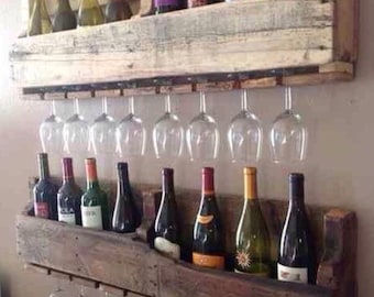 Rustic wine rack reclaimed wood made from recycled pallets 100cm free delivery to uk