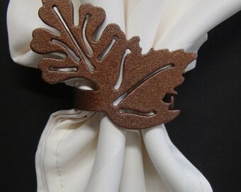 Fall Thanksgiving Autumn Leaf Leaves Metal Napkin Ring (Set of Four)