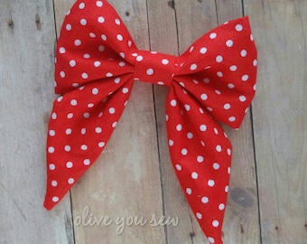 SALE! 30% OFF**Sailor Hair bow, Toddler hair bow, Baby hair bow, Teen hair bow, Girl Hair bow- red and white dots