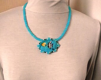 EMBROIDERED FISH NECKLACE