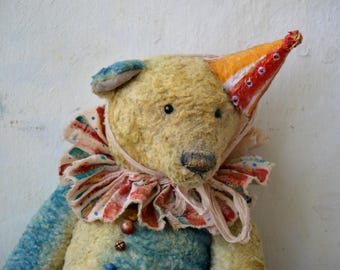 Artist Teddy Bear OOAK antique teddy bear vintage toy Plush Sawdust Soft sculpture Teddy Bear to order Сlassic teddy bear Old circus.